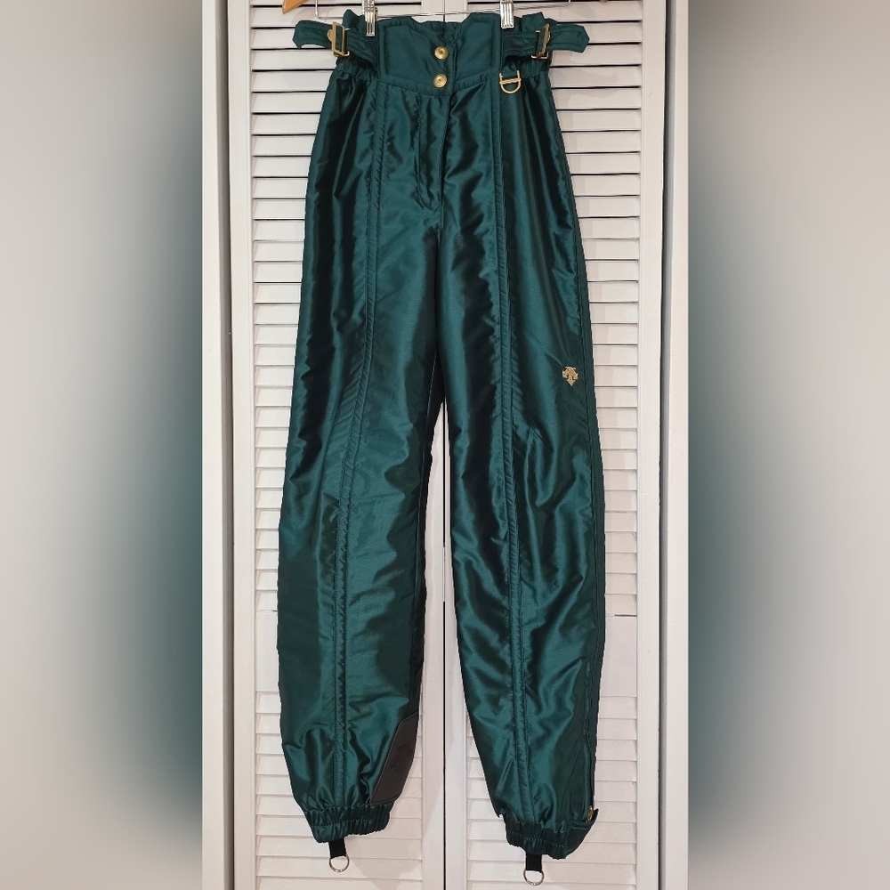 Descente Teal Ski Pants Golden Accents Size XS Weather Proof Perfect Condition